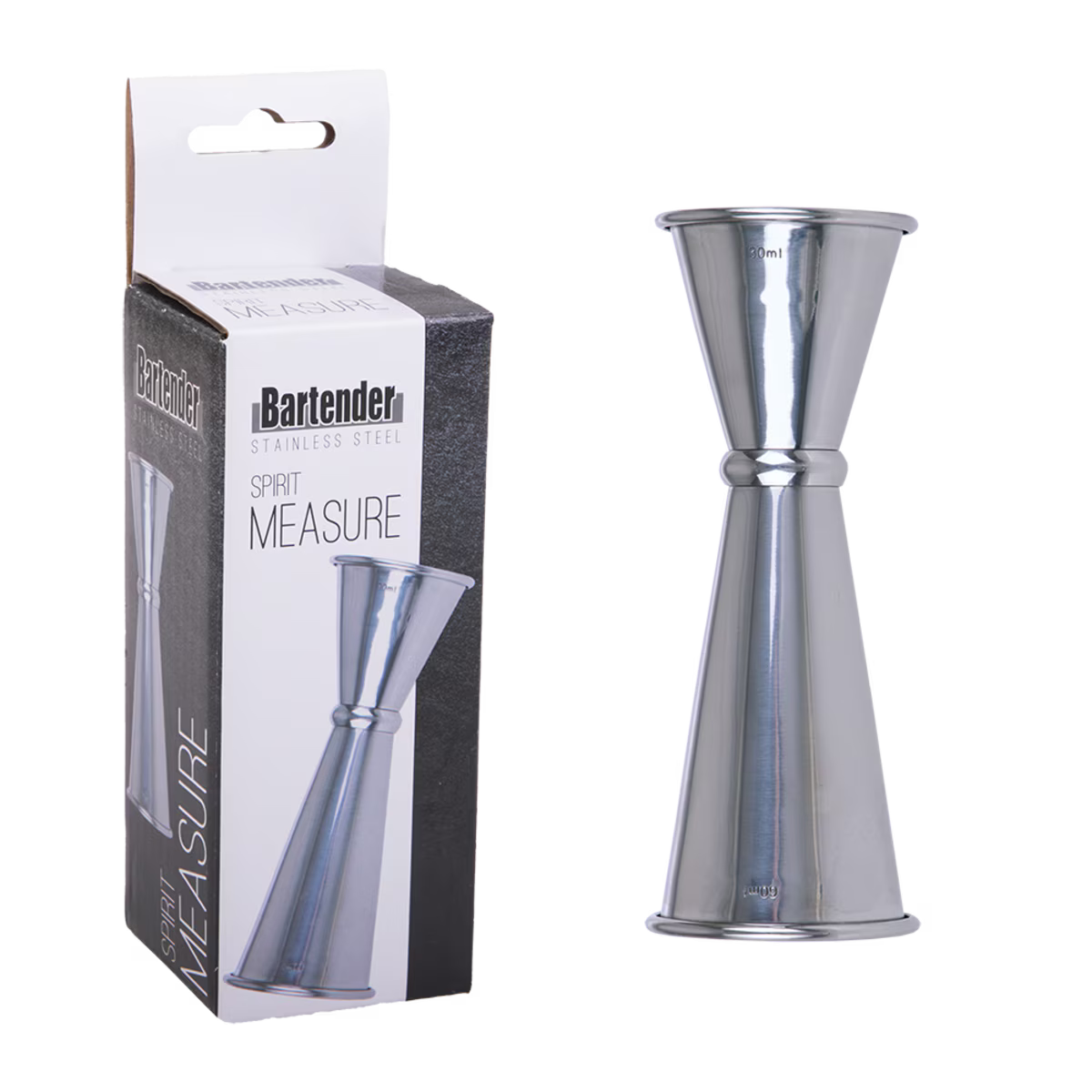 BARTENDER STAINLESS STEEL SPIRIT MEASURE 30/60ML