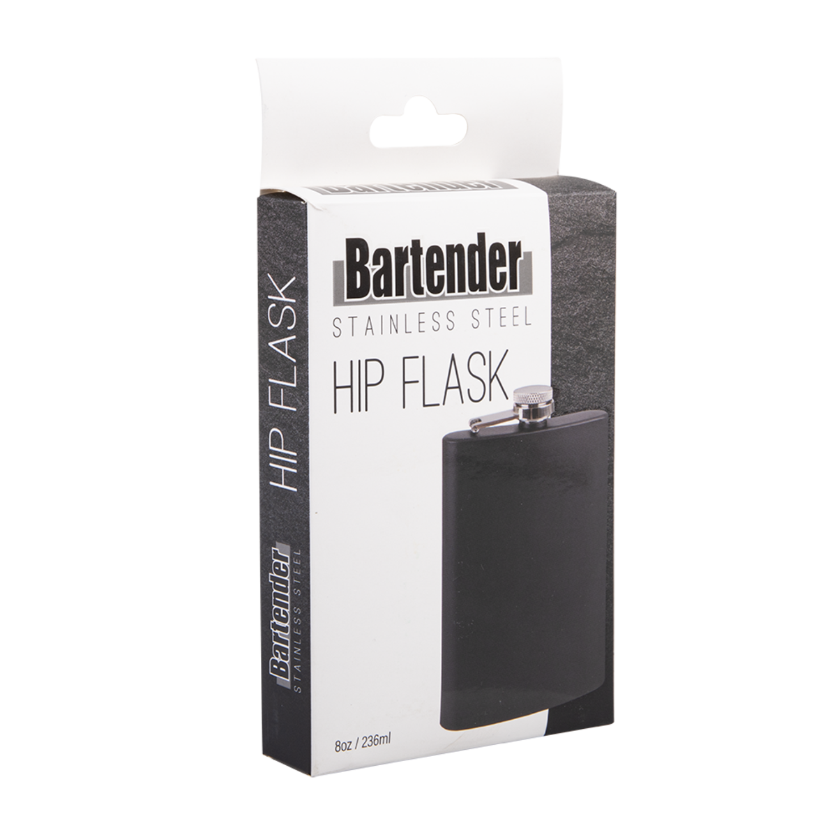 BARTENDER STAINLESS STEEL HIP FLASK 8OZ/236ML - MATTE BLACK