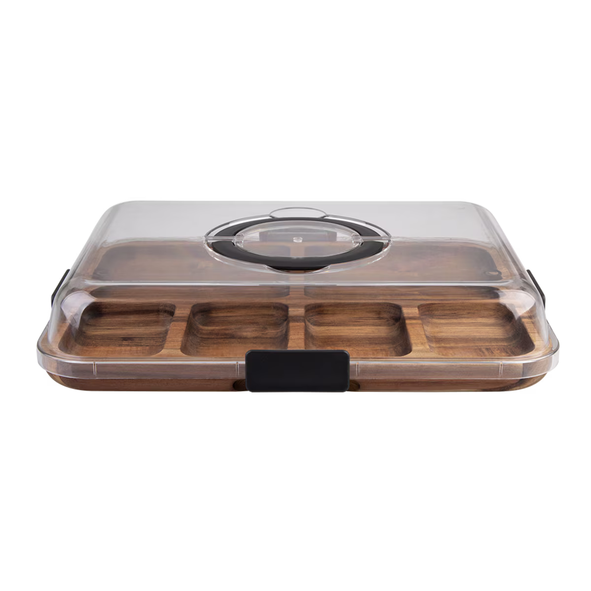 ALFRESCO LANE ACACIA WOOD 6 COMPARTMENT RECTANGULAR GRAZING PLATTER W/ LID