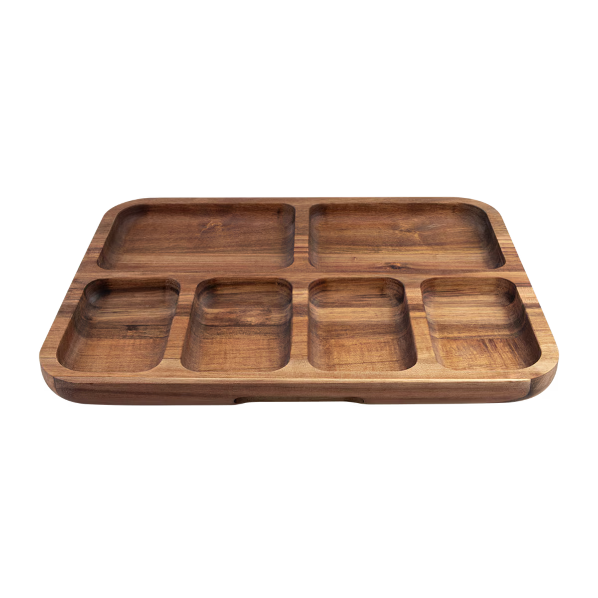 ALFRESCO LANE ACACIA WOOD 6 COMPARTMENT RECTANGULAR GRAZING PLATTER W/ LID