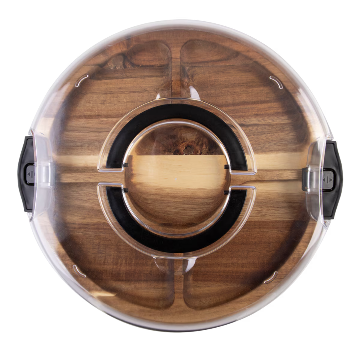 ALFRESCO LANE ACACIA WOOD 5 COMPARTMENT ROUND GRAZING PLATTER W/ LID