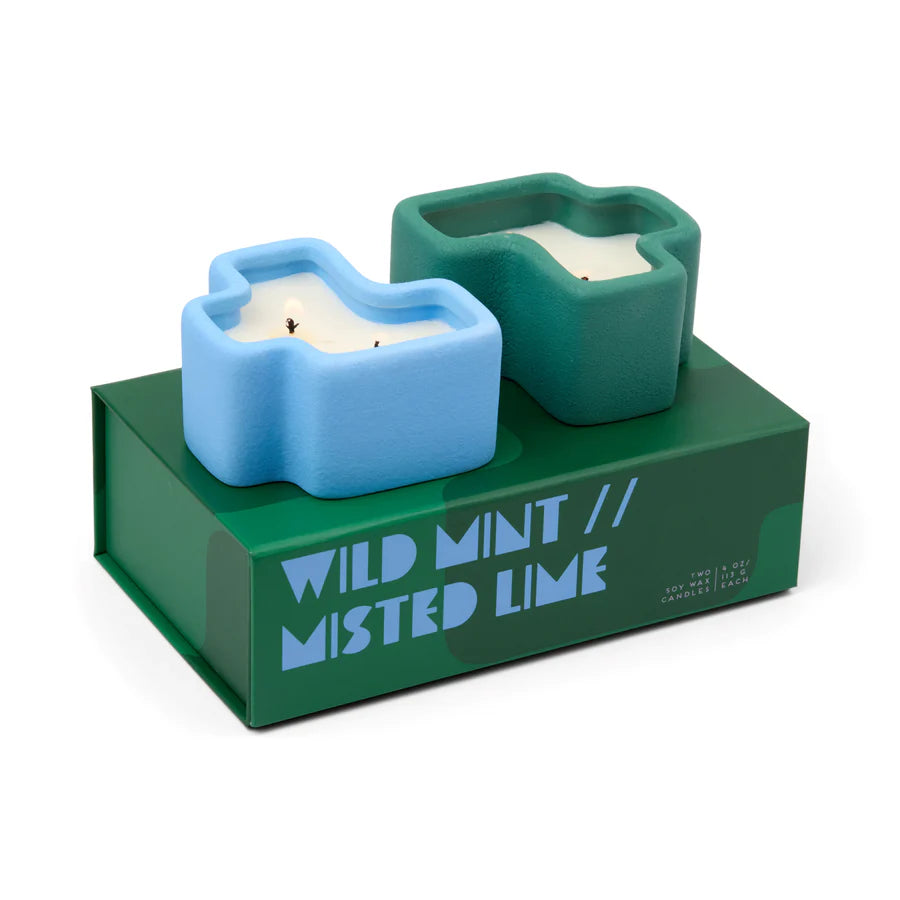 JIGSAW CANDLE SET OR TWO WILD MISTED LIME