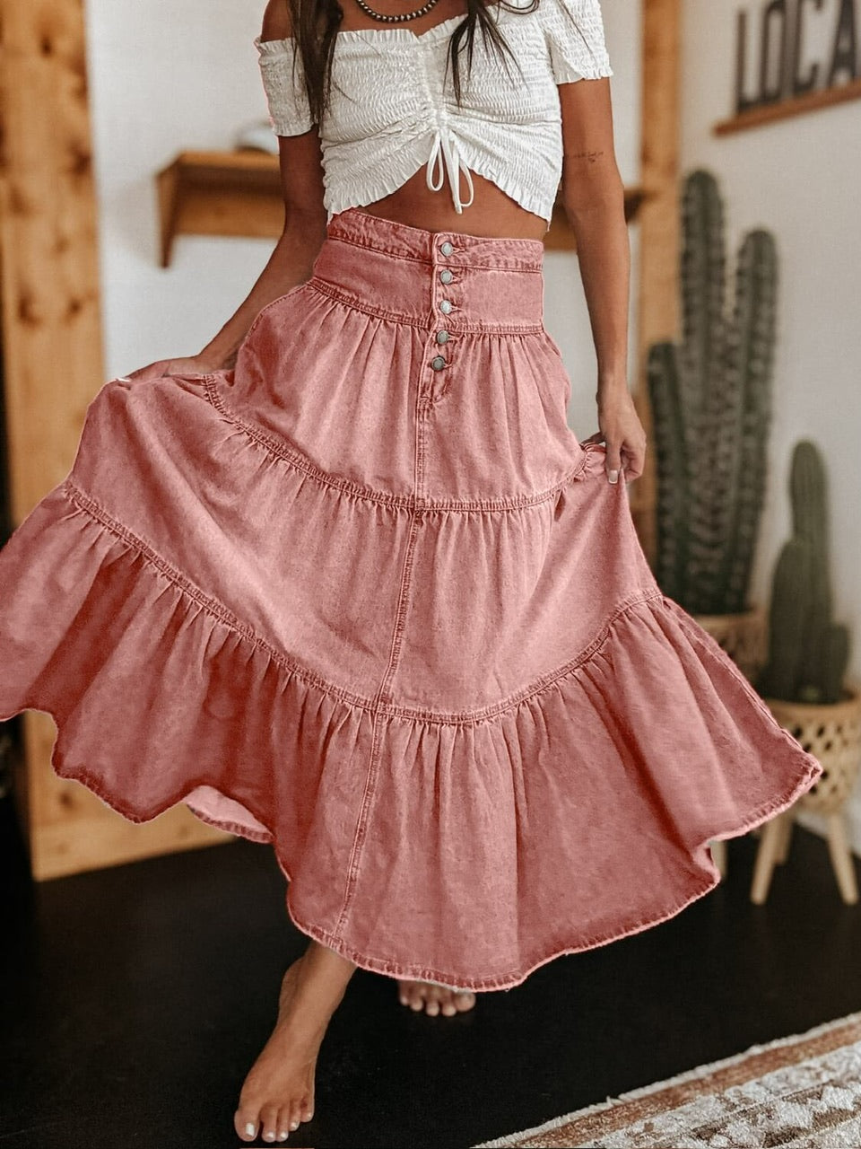 TIERED SKIRT - SALMON