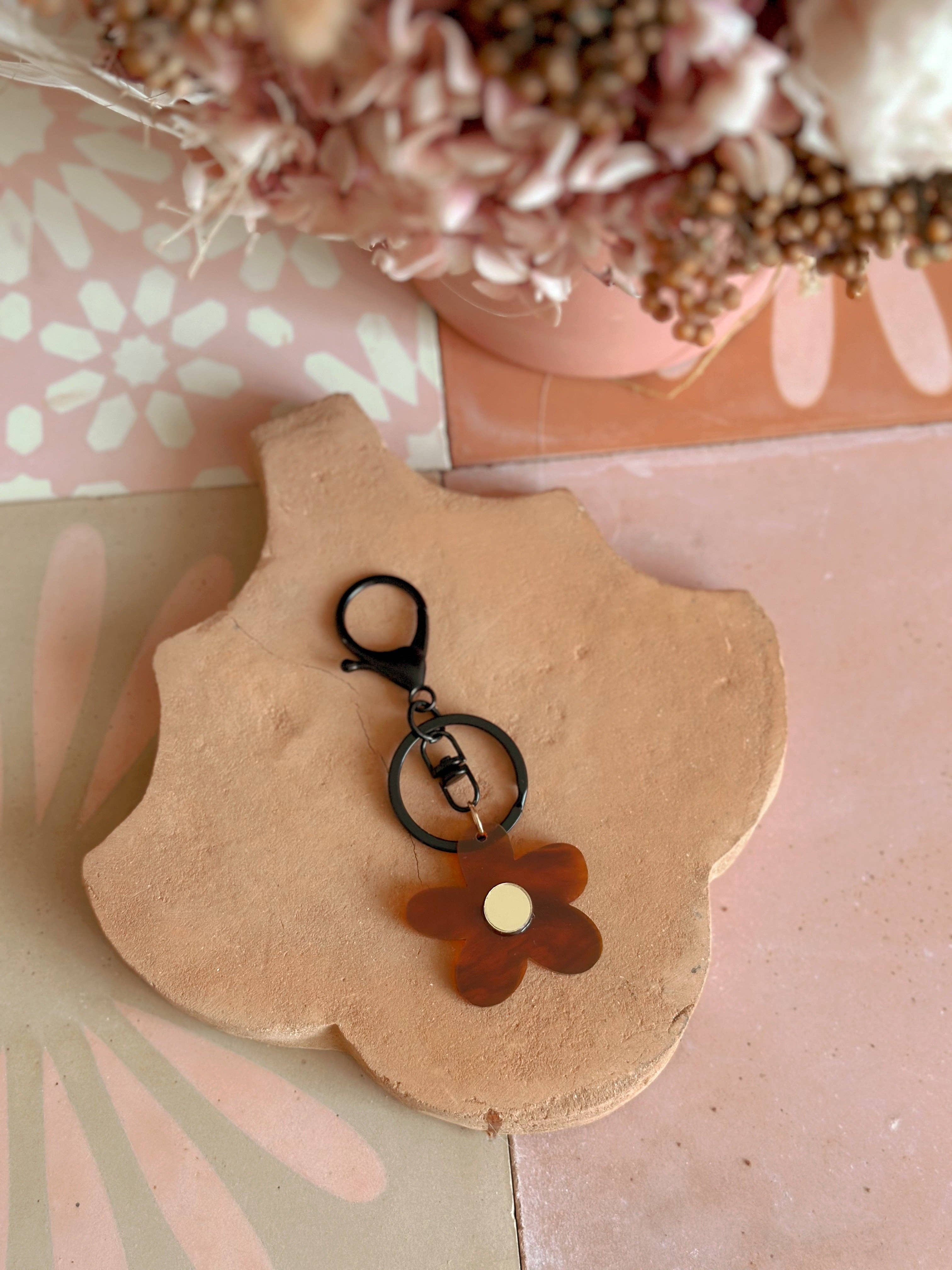 Foxie Collective - Flower Keyring | Tortoise Shell + Gold