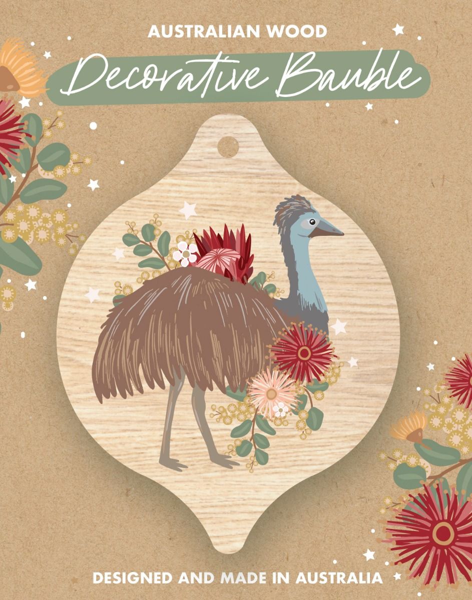 Emu- WOODEN CHRISTMAS BAULBLE - 2024