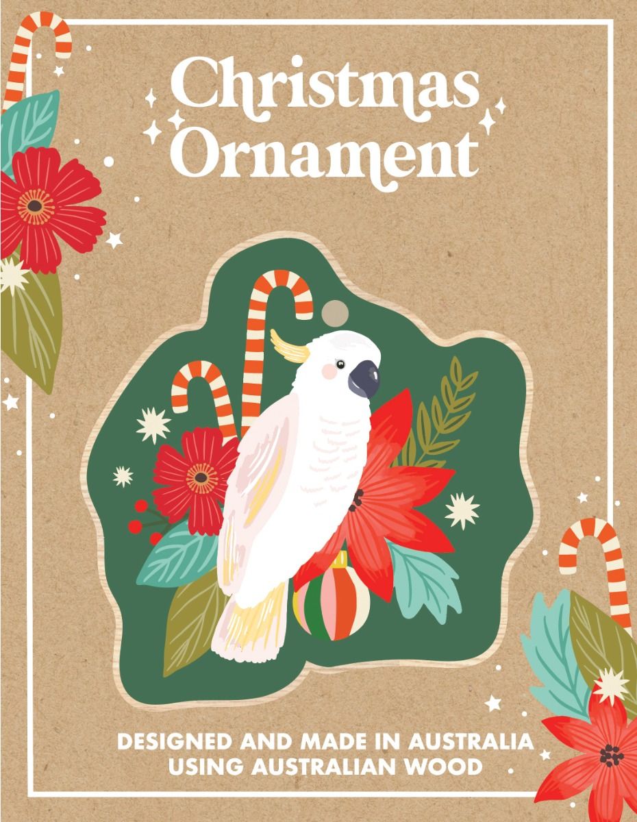 Cockatoo- WOODEN CHRISTMAS BAULBLE
