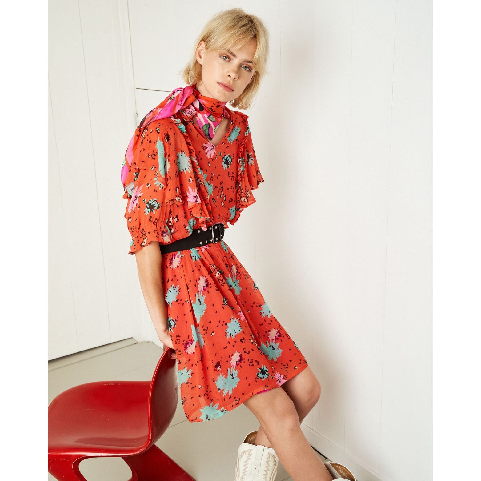 FLOWER CONFETTI POPPY RED DRESS - POM AMSTERDAM - Hello Annie