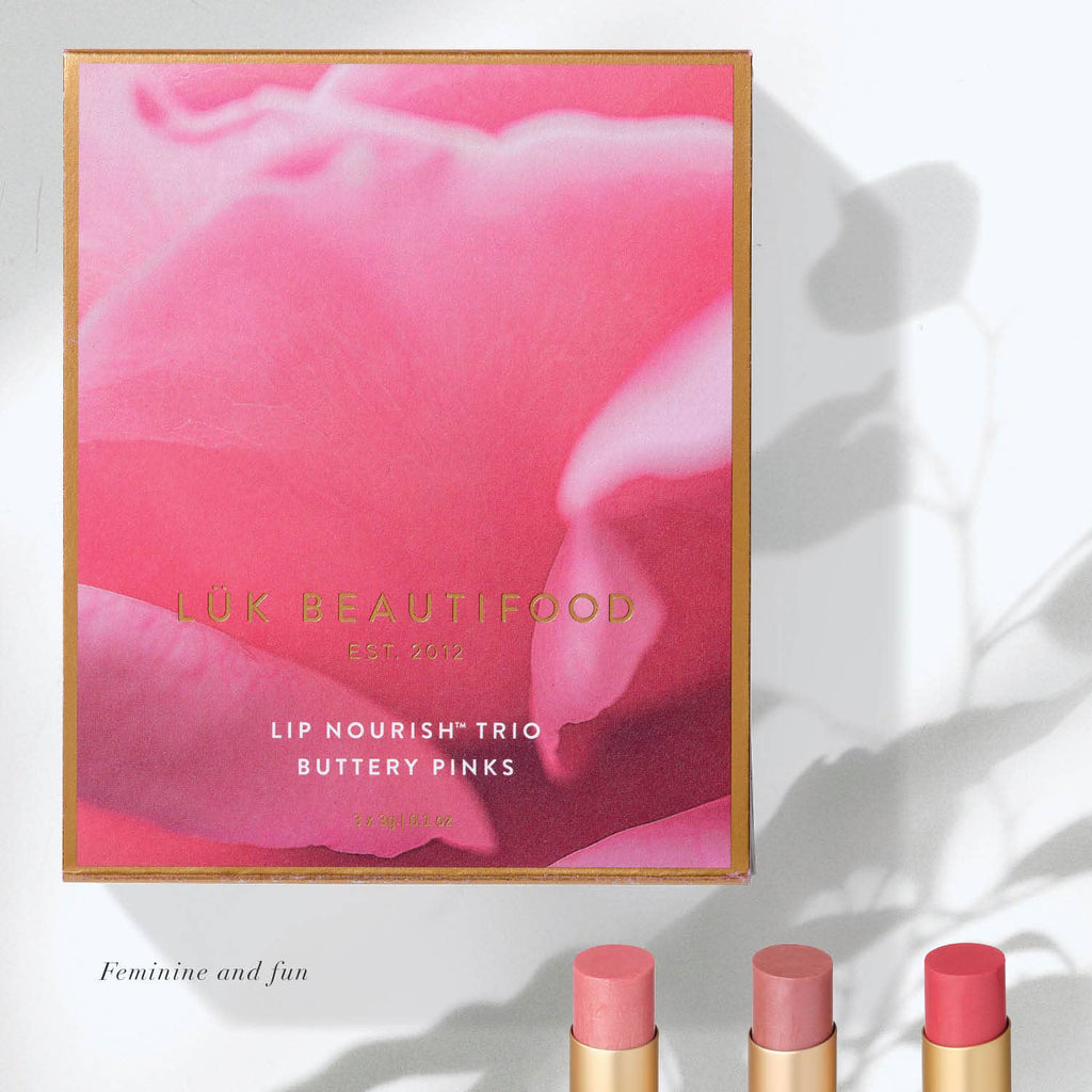 LÜK BEAUTIFOOD [🇦🇺 AUS + USA🇺🇸] - Lip Nourish Trio - Luscious Reds [PINK Packaging]