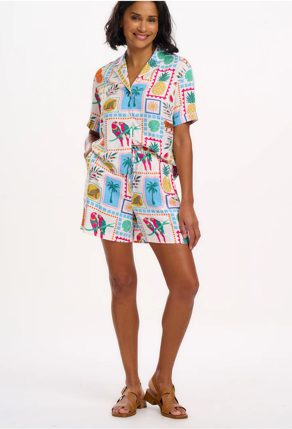 Patty Shorts - Off-White, Jungle Tile