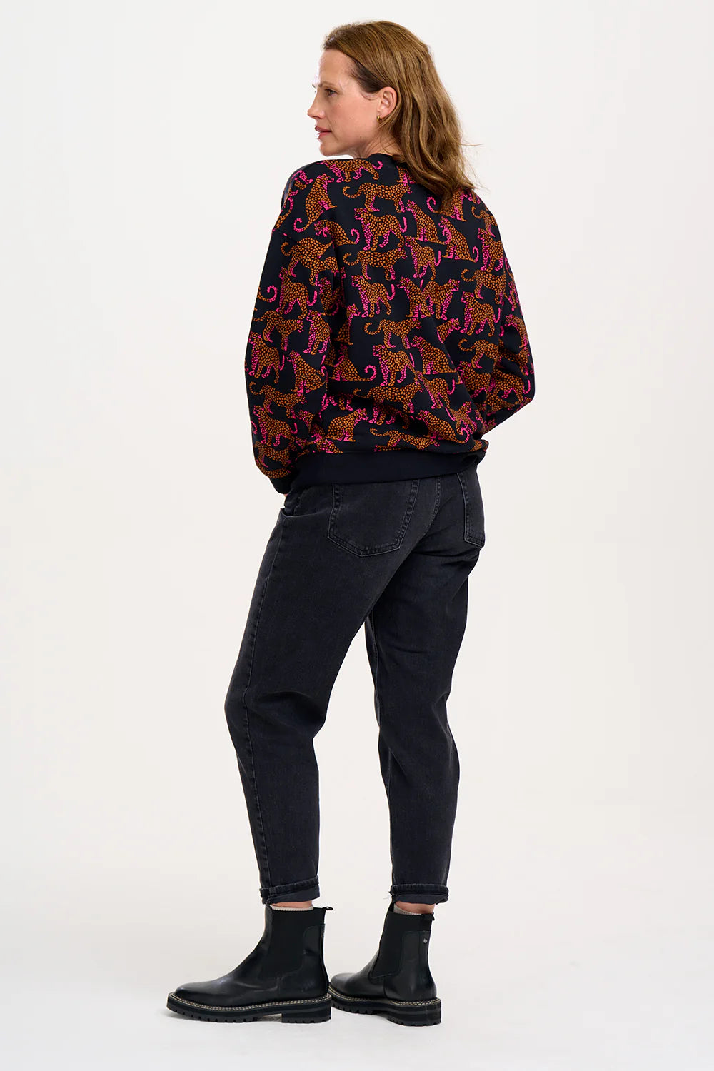 EADIE RELAXED SWEATSHIRT BLACK LEOPARD SPOTS - SUGARHILL BRIGHTON - AW25