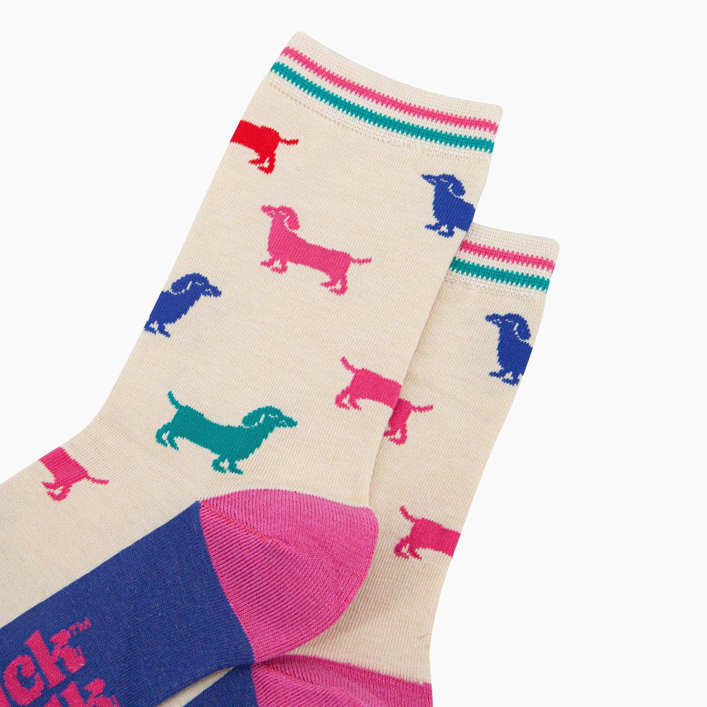 Sock Talk - Sausage Dog Bamboo Socks in Cream/Multi
