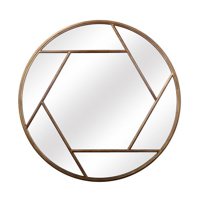 AVA METAL WALL MIRROR GOLD SEGMENT ROUND
