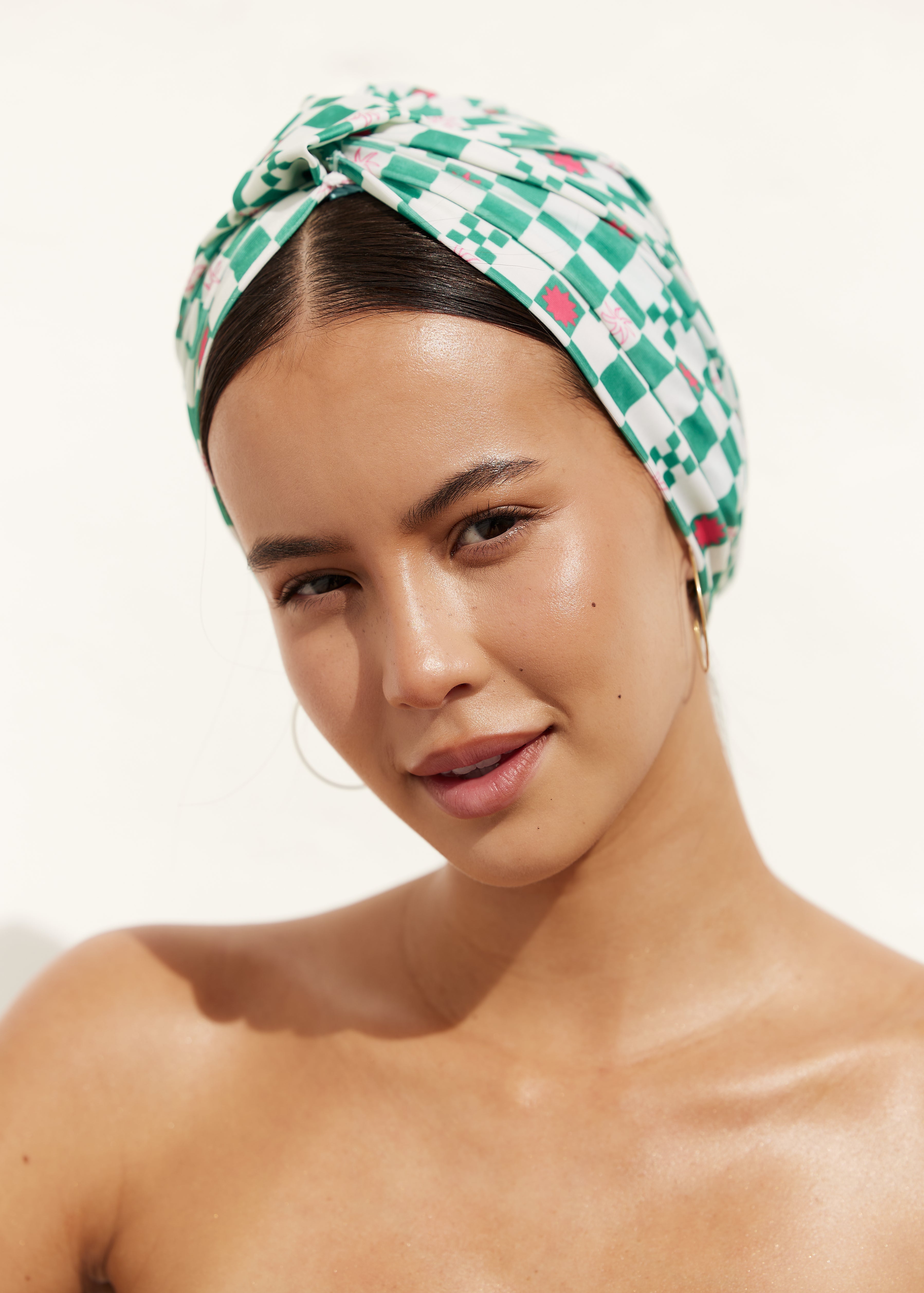 AMELIE SHOWER CAP IN GREEN CHECK