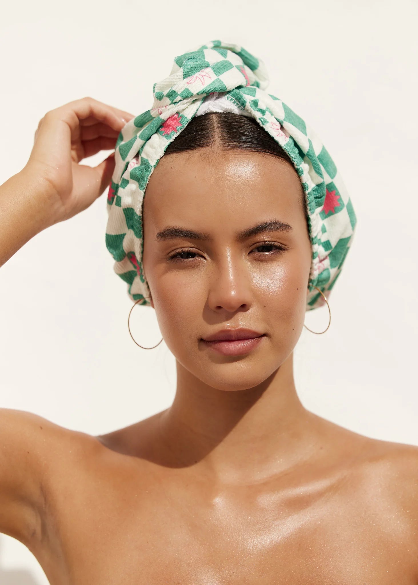 RIVA HAIR WRAP IN GREEN CHECK
