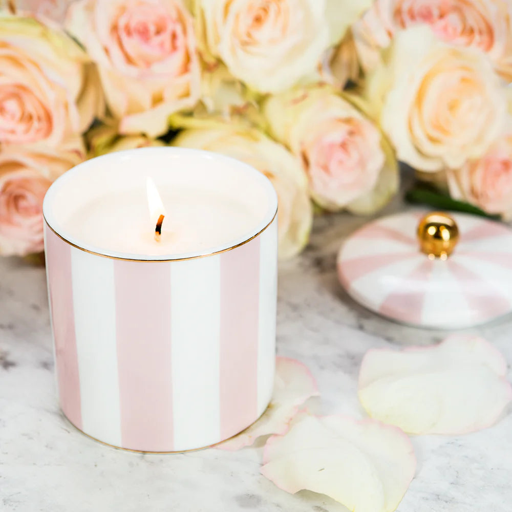 CRISTINA RE Blush Stripe Candle - Strawberry Champagne