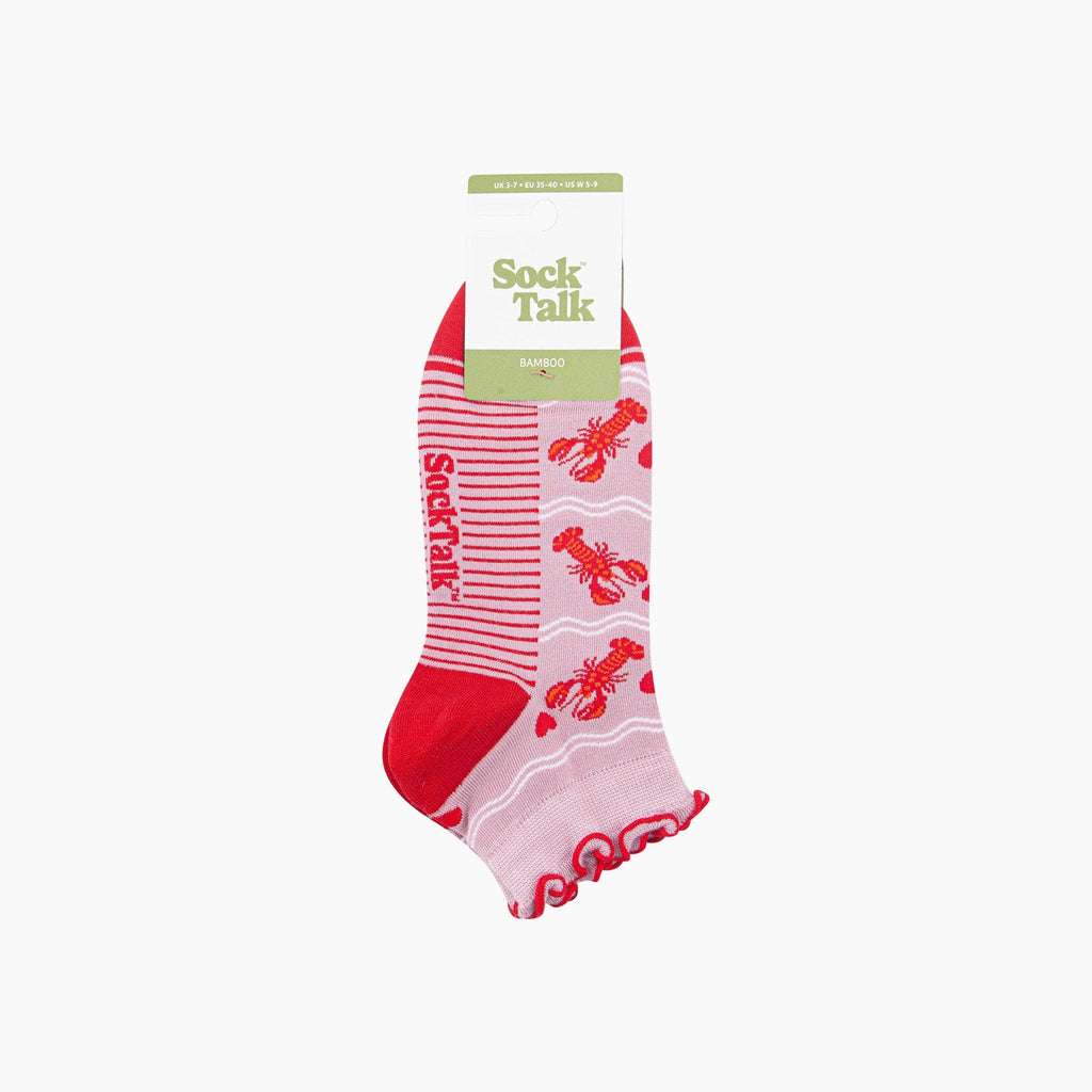 Sock Talk - Lobster Women's Bamboo Trainer Socks in Soft Pink