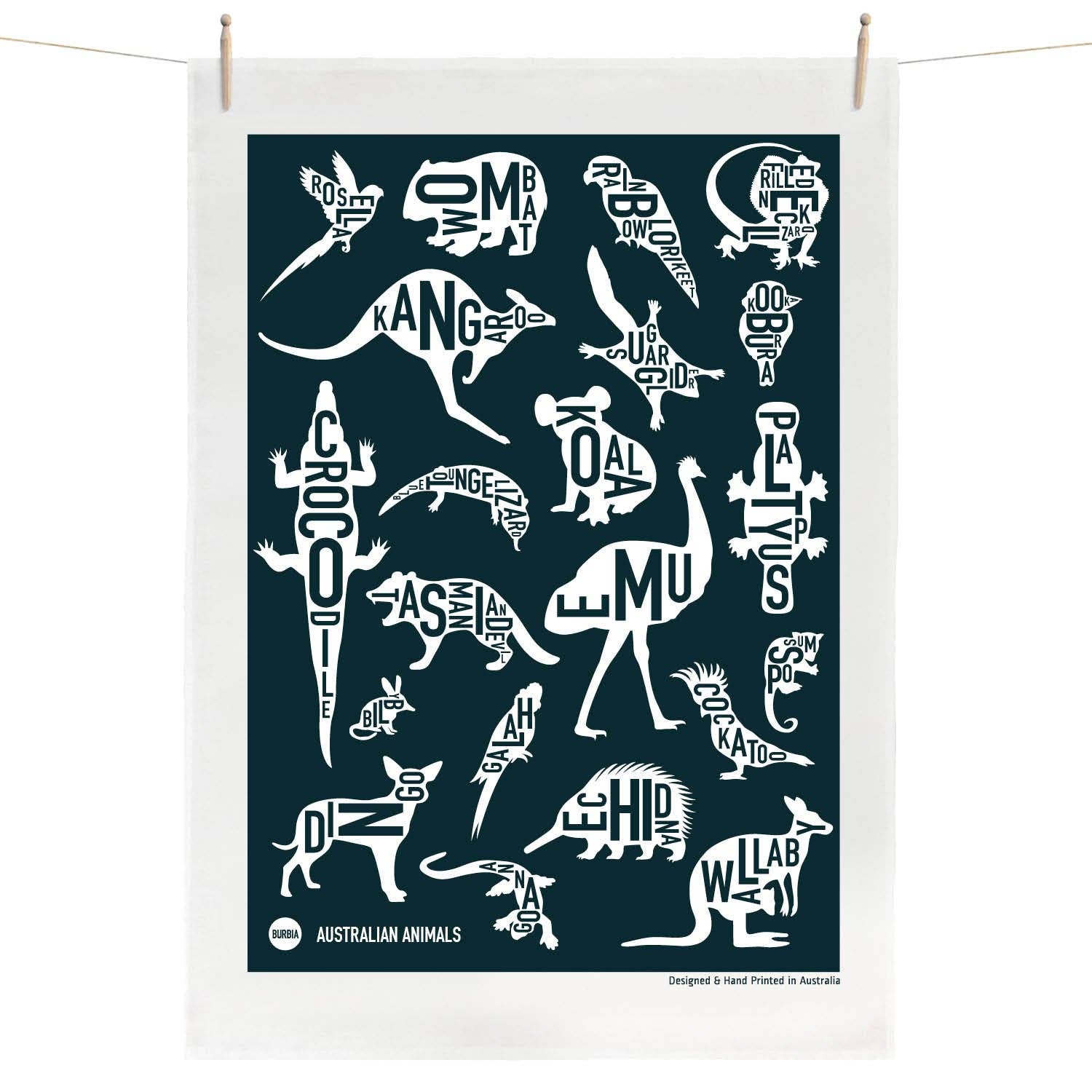 Burbia - Australian Animals Tea Towel