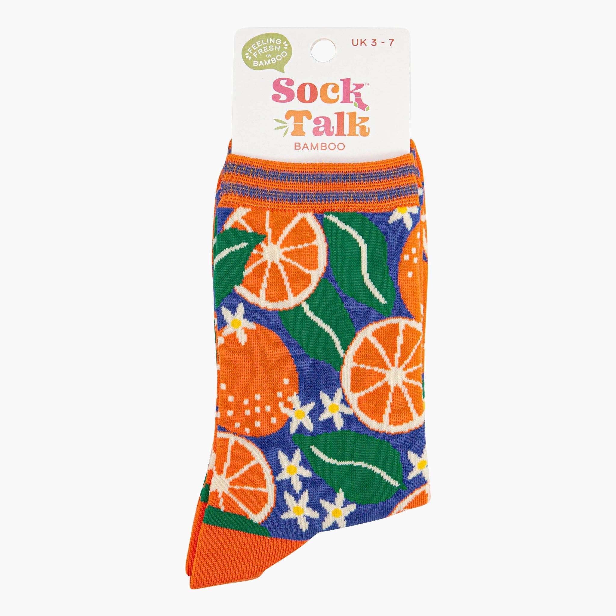 Sock Talk - Women's Bamboo Socks - Blue, Orange Tree