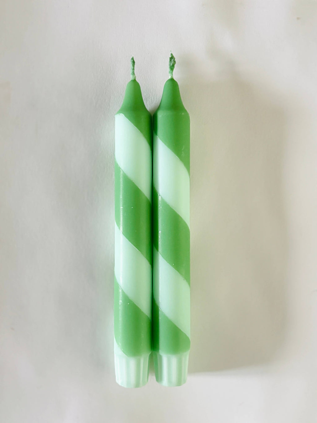 Florrie and Wren - Hand Dipped Colourful Green Stripe Candy Cane Candles