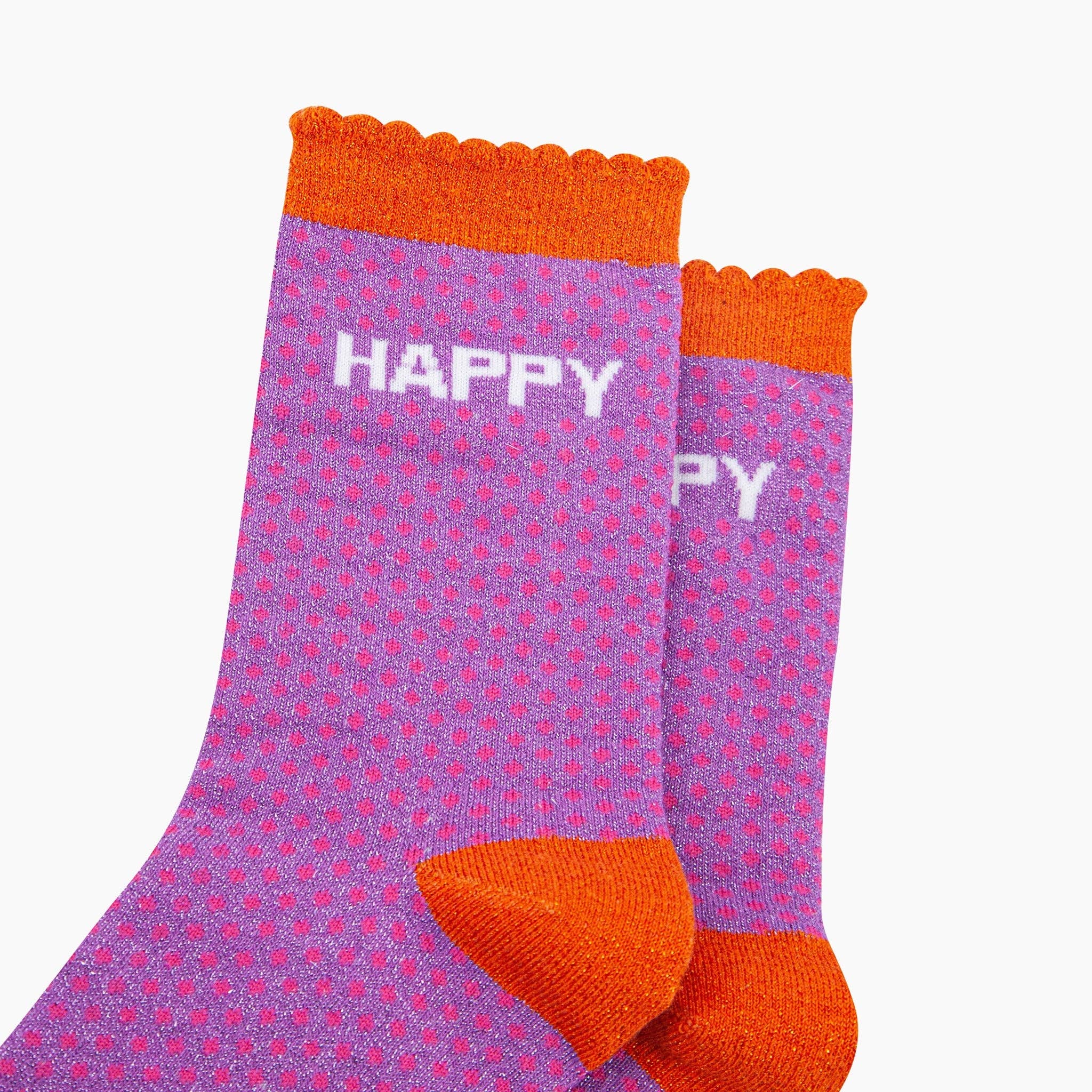 Sock Talk - Happy Spotted Combed Cotton Glitter Socks in Lilac