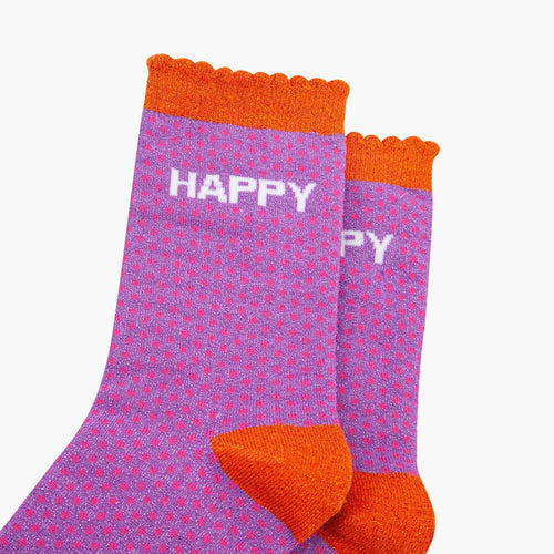 Sock Talk - Happy Spotted Combed Cotton Glitter Socks in Lilac