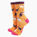 Sock Talk - Cats in Love Bamboo Socks in Orange