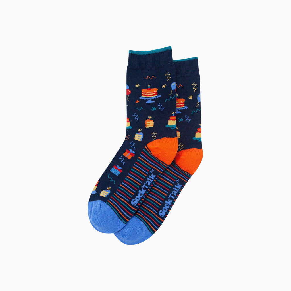 Sock Talk - Birthday Cake Combed Cotton Socks in Navy Blue