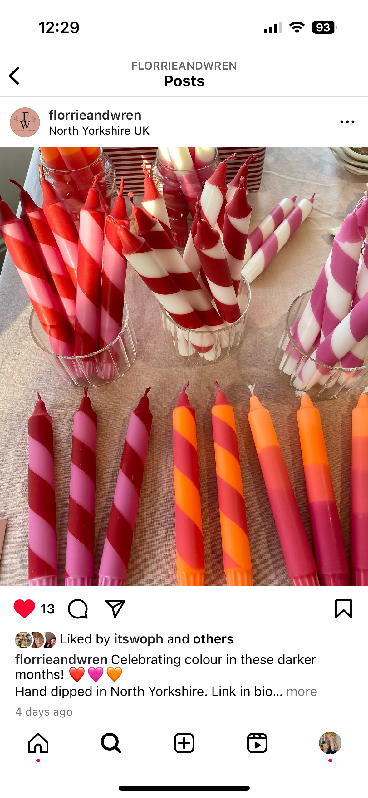 Florrie and Wren - Hand Dipped Colourful Red & Pink Stripe Candy Cane Candles