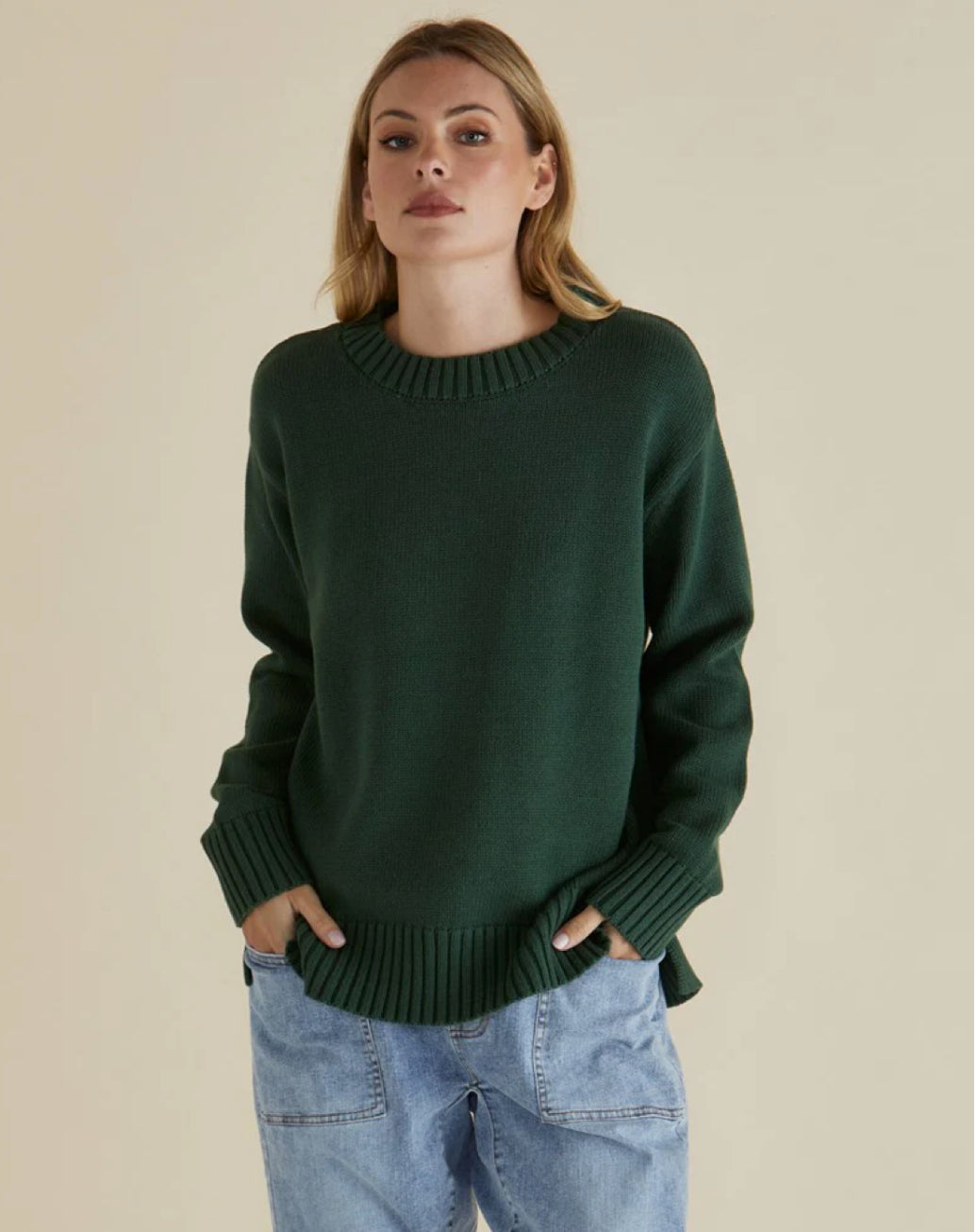 BETTY BASICS - ANDY KNITTED JUMPER - DARK GREEN
