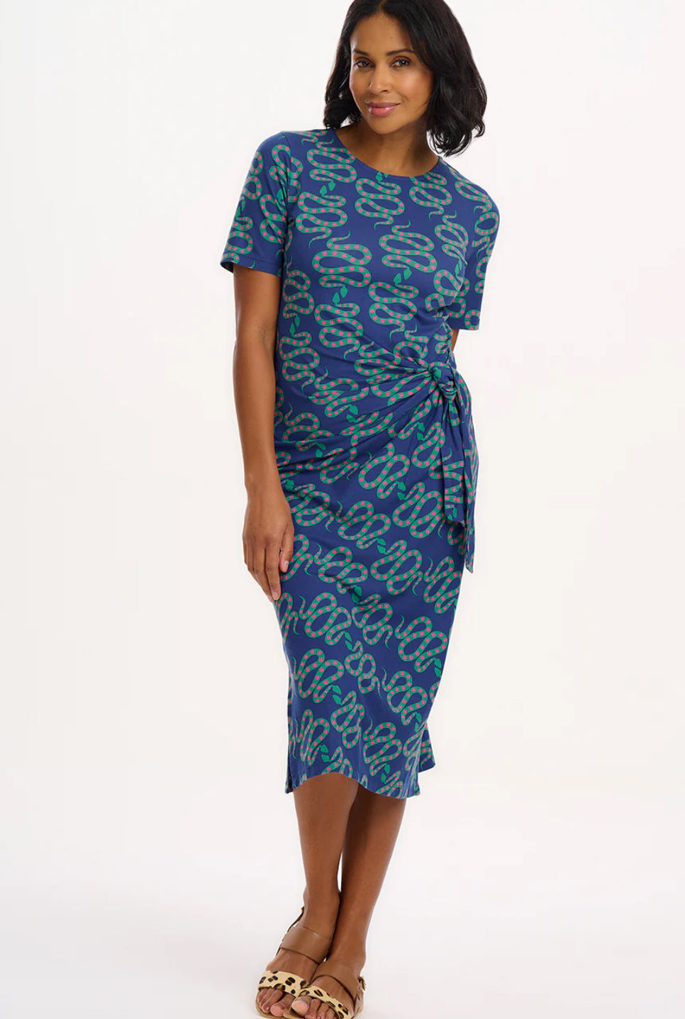 Emersyn Jersey Midi Dress - Bright Navy, Star Snakes