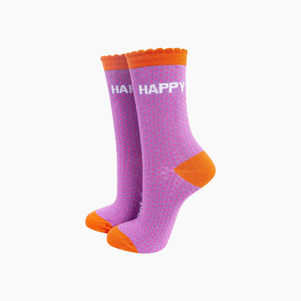 Sock Talk - Happy Spotted Combed Cotton Glitter Socks in Lilac