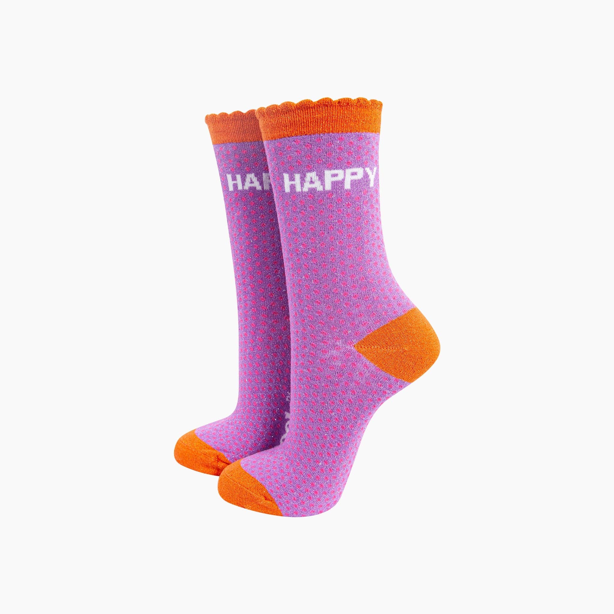 Sock Talk - Happy Spotted Combed Cotton Glitter Socks in Lilac