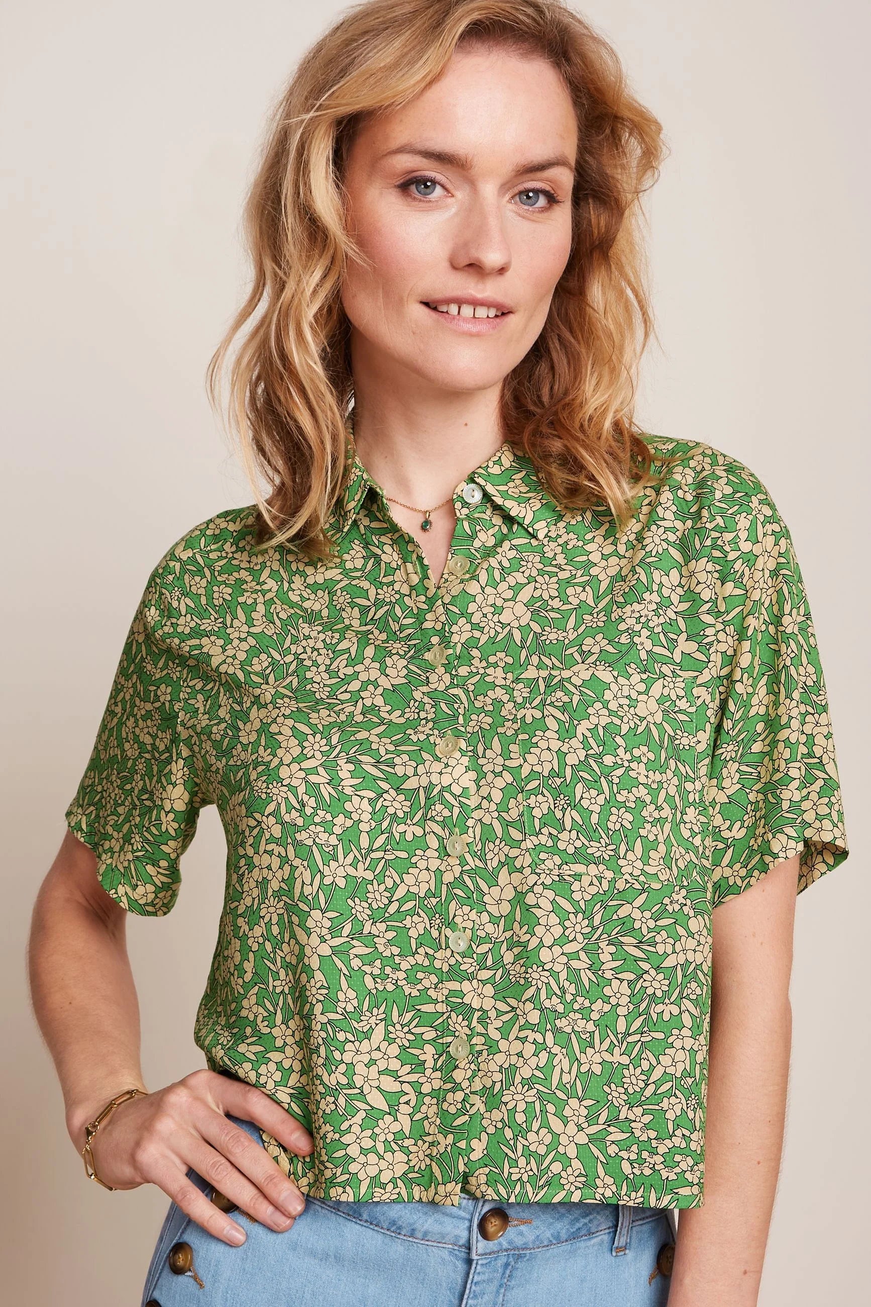 EVELINA BLOUSE PARADIS - JASMINE GREEN - KING LOUIE