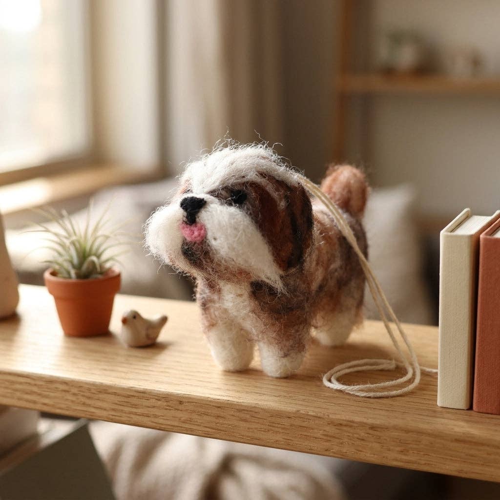 NAMASTE ARTISANS - Handmade Wool Felt Shih Tzu Dog Ornament