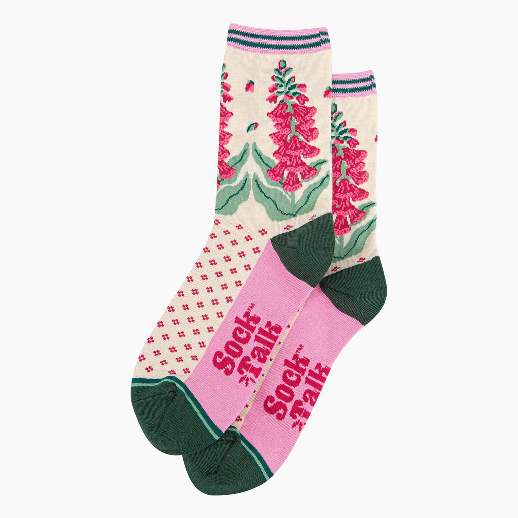 Sock Talk - Foxglove Floral Bamboo Socks in Cream