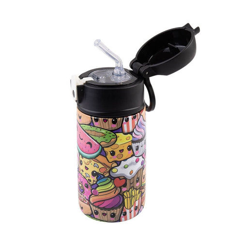 Oasis Stainless Steel Double Wall Insulated Kid's Drink Bottle w/ Sipper Straw 400ml (Squishies)