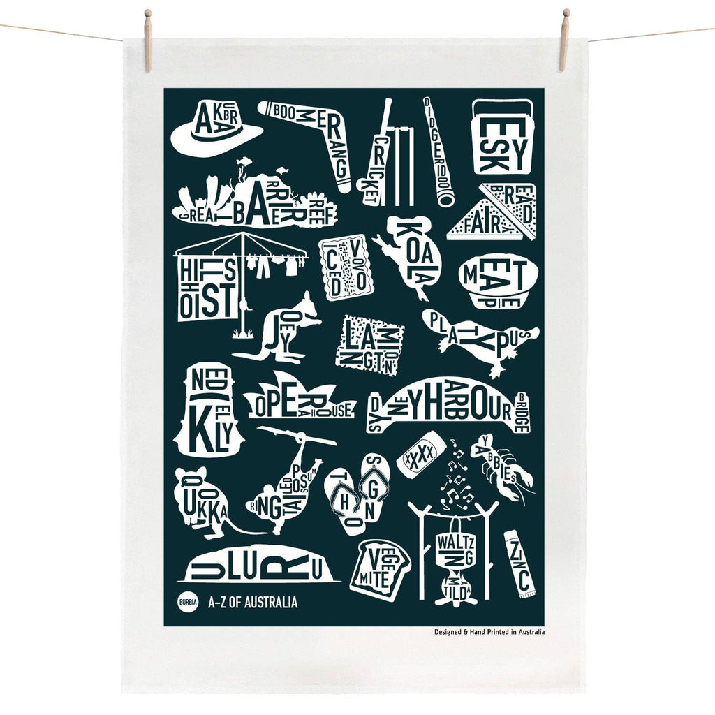 Burbia - A-Z of Australia Tea Towel