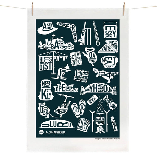 Burbia - A-Z of Australia Tea Towel