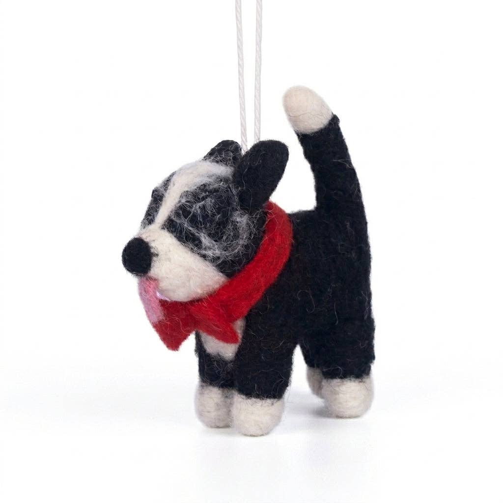 NAMASTE ARTISANS - Handmade Wool Felt Border Collie Dog Ornament
