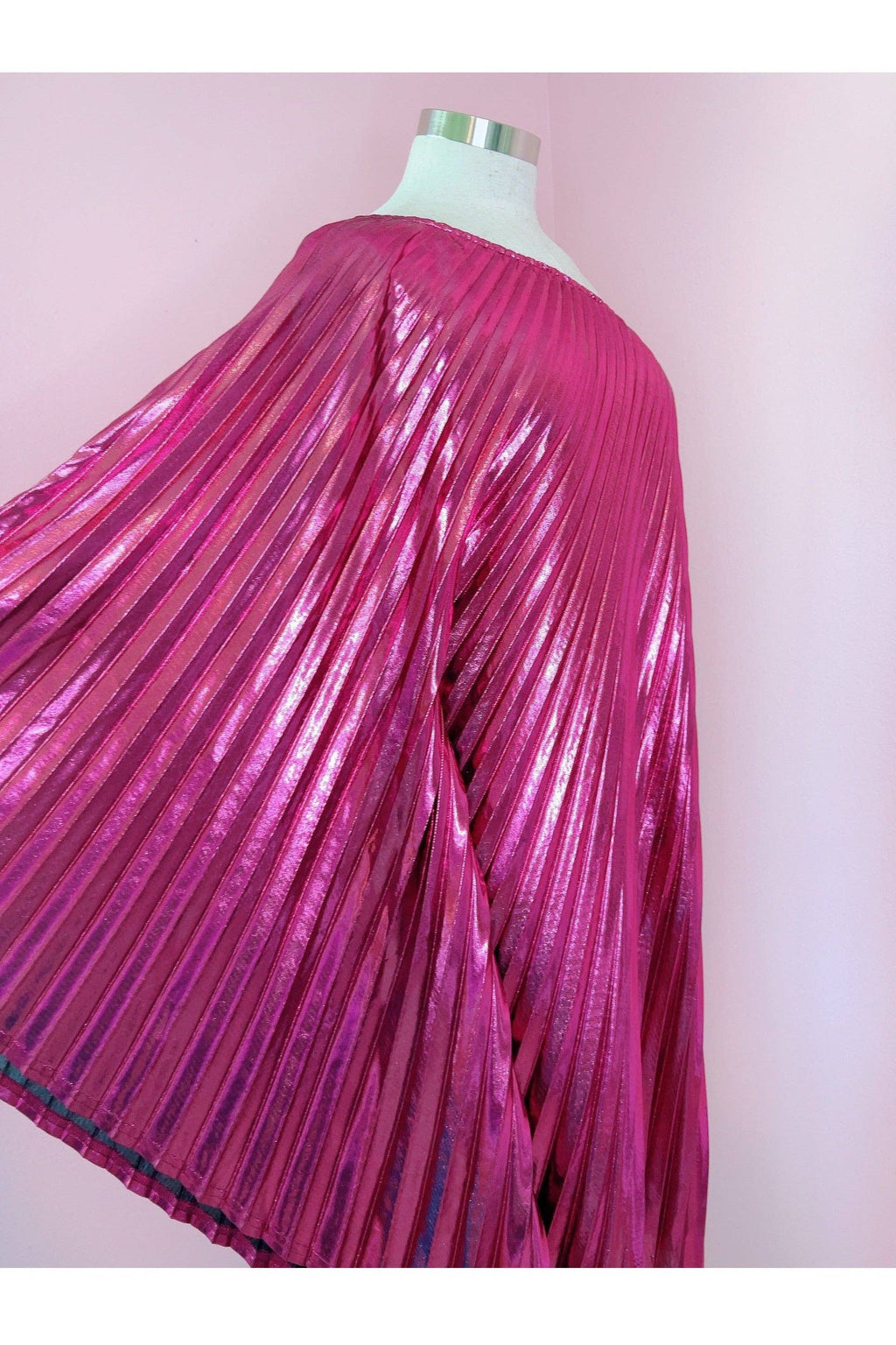 Audrey K Fashions - Pink Metallic Vibrant One Shoulder Designer Summer Dress