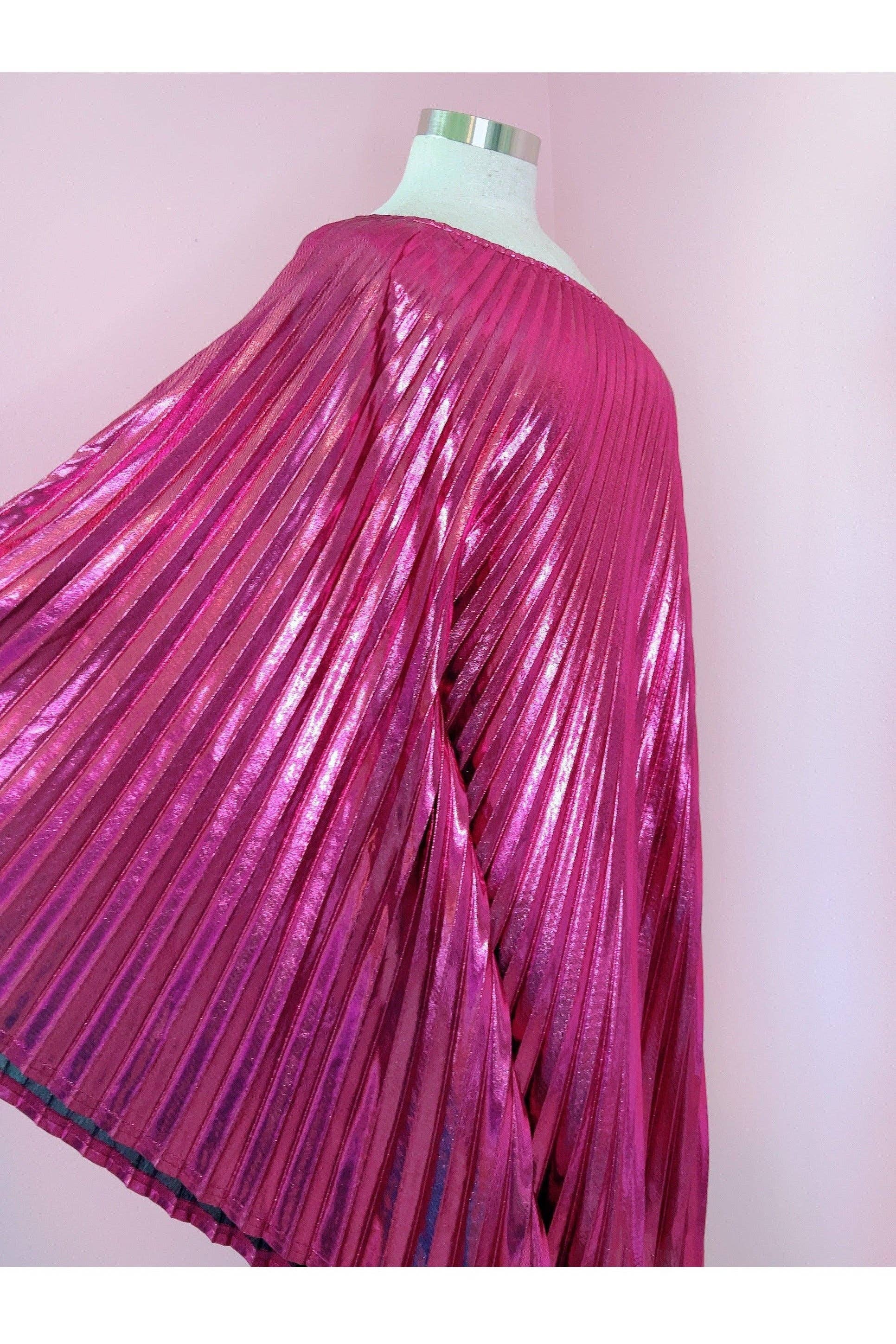 Audrey K Fashions - Pink Metallic Vibrant One Shoulder Designer Summer Dress