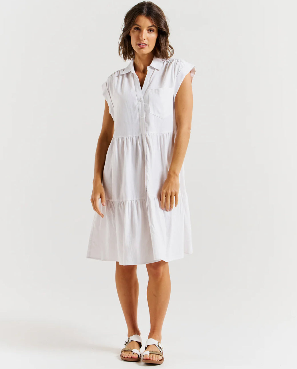 BETTY BASICS - ZURICH DRESS WHITE -0325-04