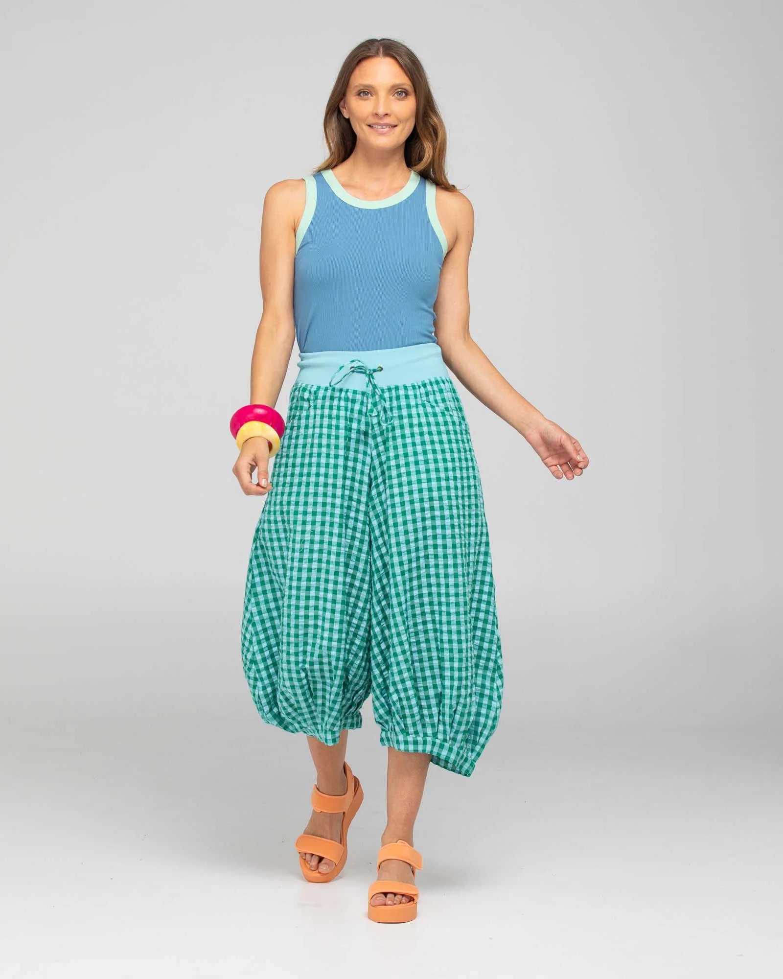 BOOM SHANKAR - GURU PANT - GREEN SEERSUCKER