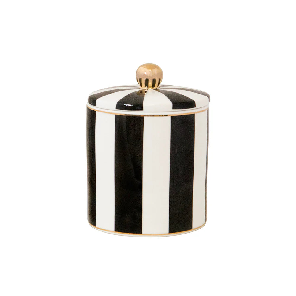 CRISTINA RE Ebony Stripe Candle - Vanilla Macaron