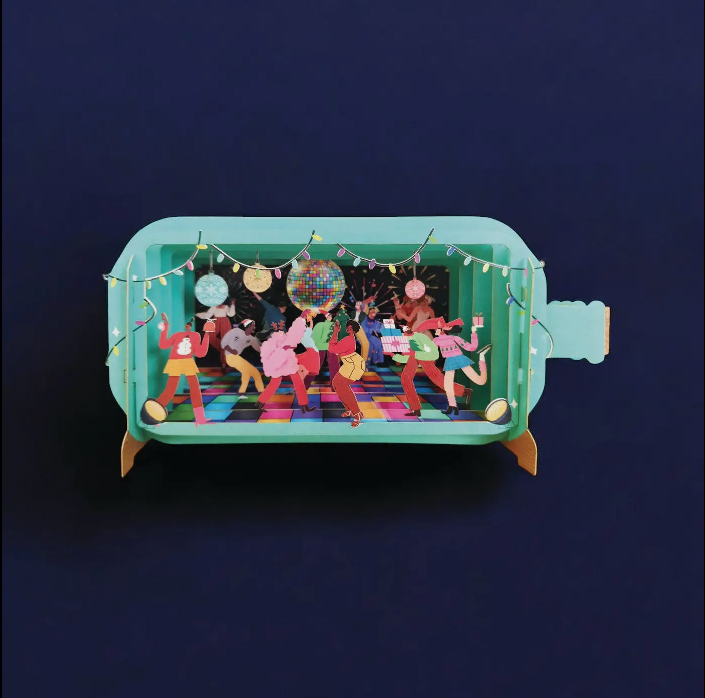 Alljoy Design - Message in a Bottle Pop Up Card - Disco Party