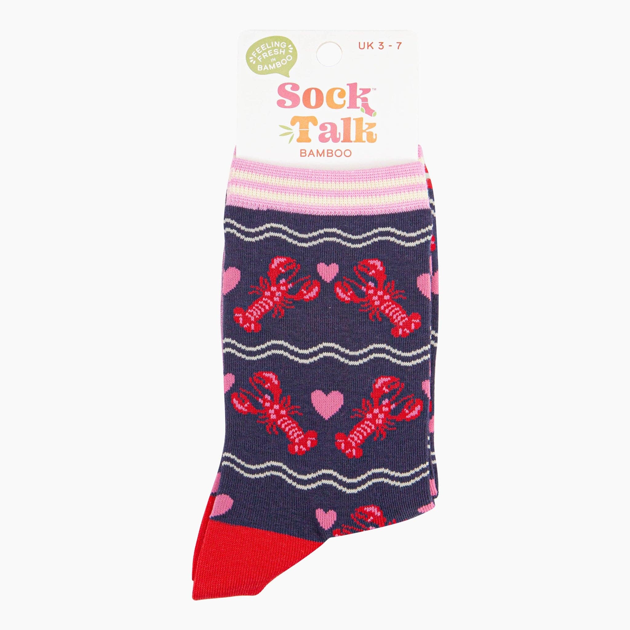 Sock Talk - Lobsters Love Hearts Bamboo Socks in Navy Blue