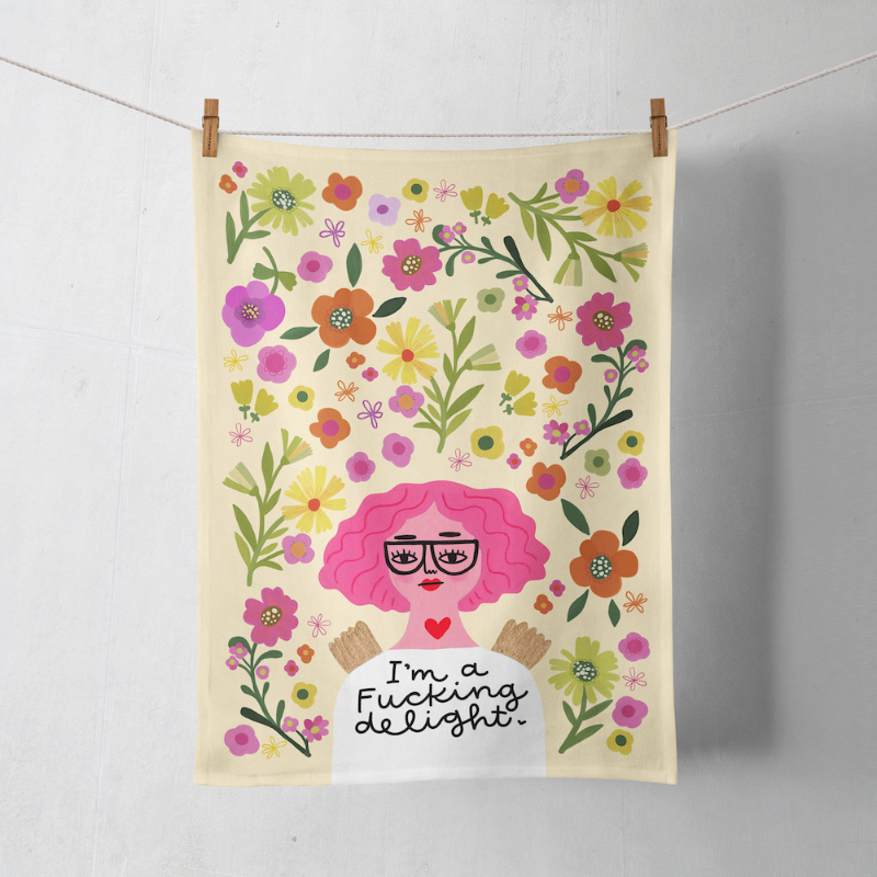 Disrupted Industries - I'm a Fucking Delight Grumpy Angel Dish Towel