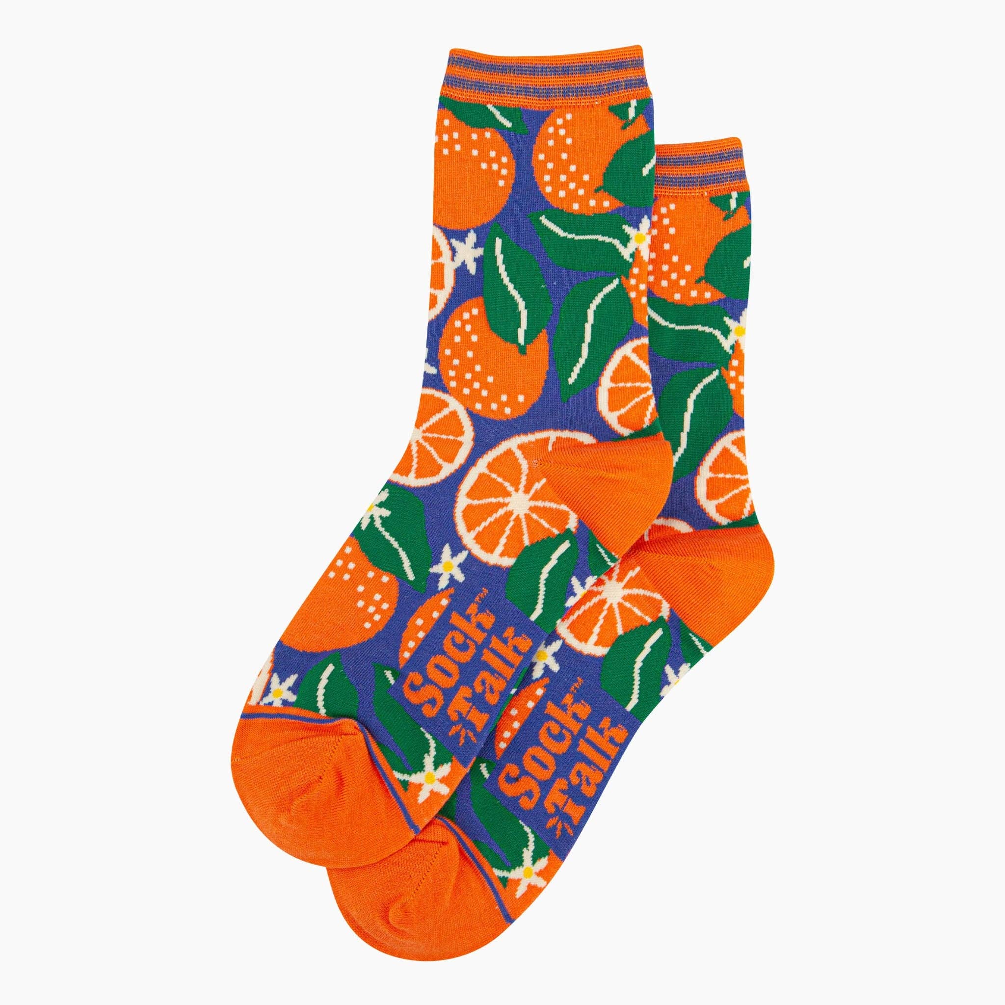 Sock Talk - Women's Bamboo Socks - Blue, Orange Tree