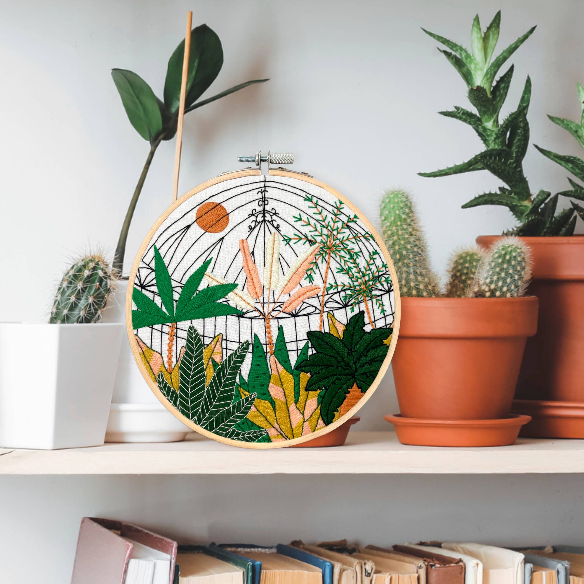 Embroidery and Sage - Botanical Greenhouse Garden - full embroidery kit