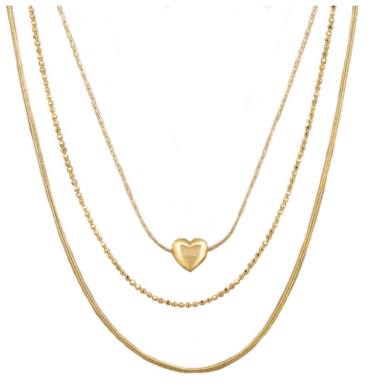 Gold Multi Chain Heart N/L